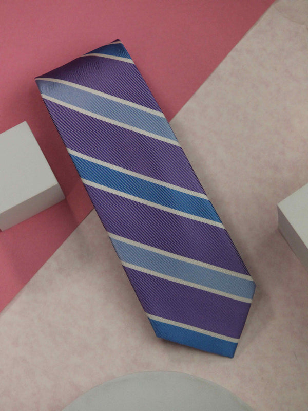 Purple Stripe Woven Silk Necktie