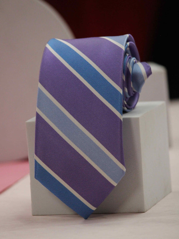 Purple Stripe Woven Silk Necktie