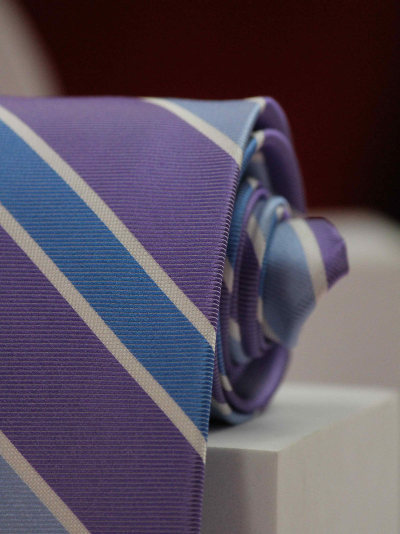 Purple Stripe Woven Silk Necktie