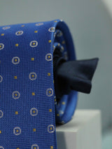 Blue Geometric Woven Silk Necktie