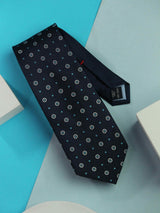 Blue Geometric Woven Silk Necktie