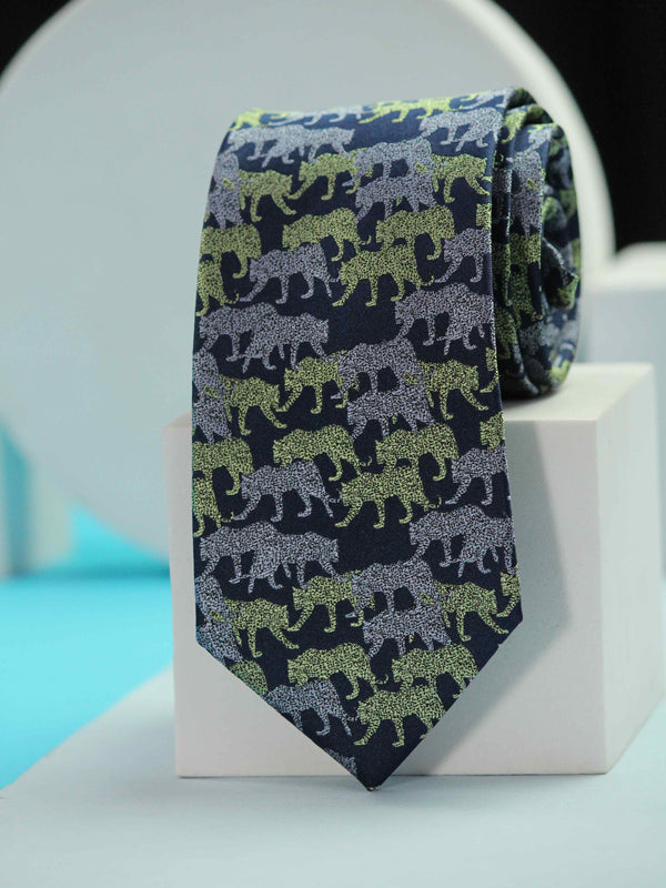 Blue Tiger Handmade Silk Necktie
