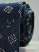 Blue Geometric Handmade Silk Necktie