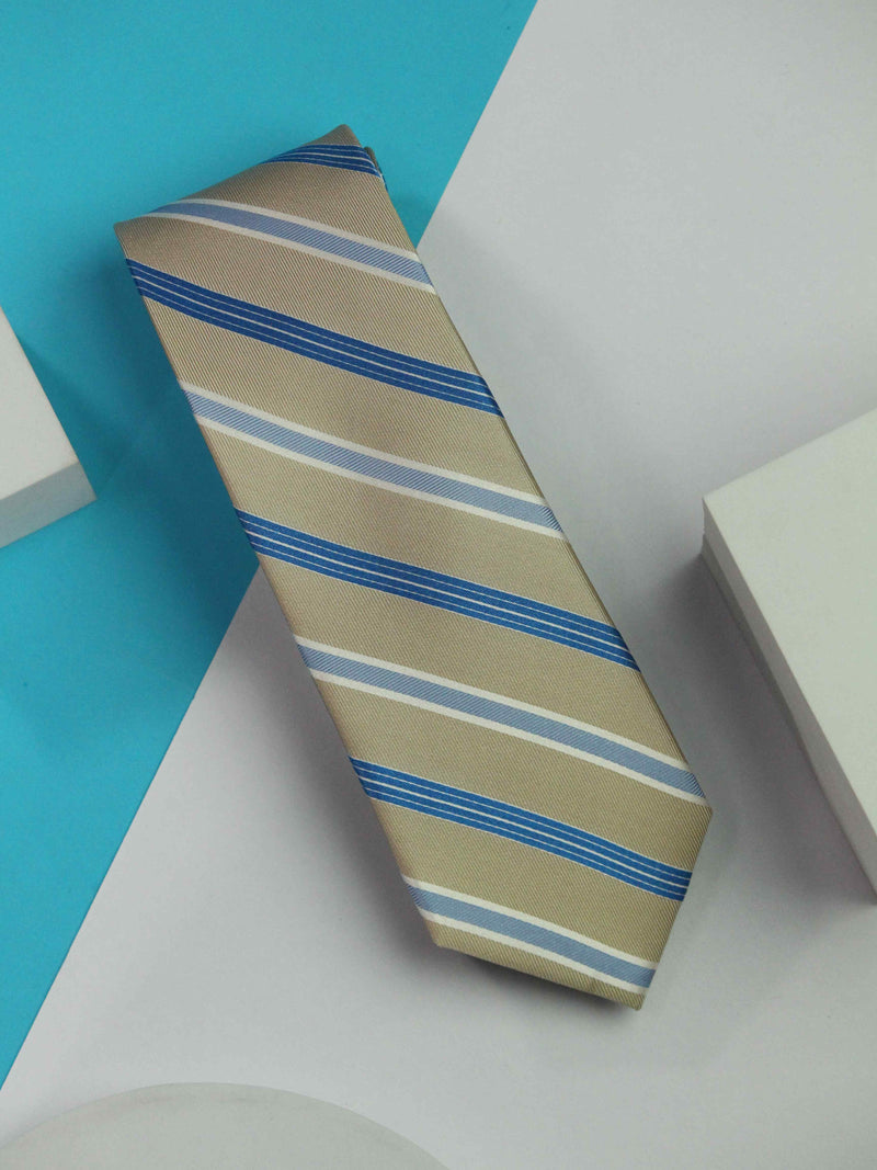 Gold & Blue Stripe Handmade Silk Necktie
