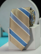 Gold & Blue Stripe Handmade Silk Necktie