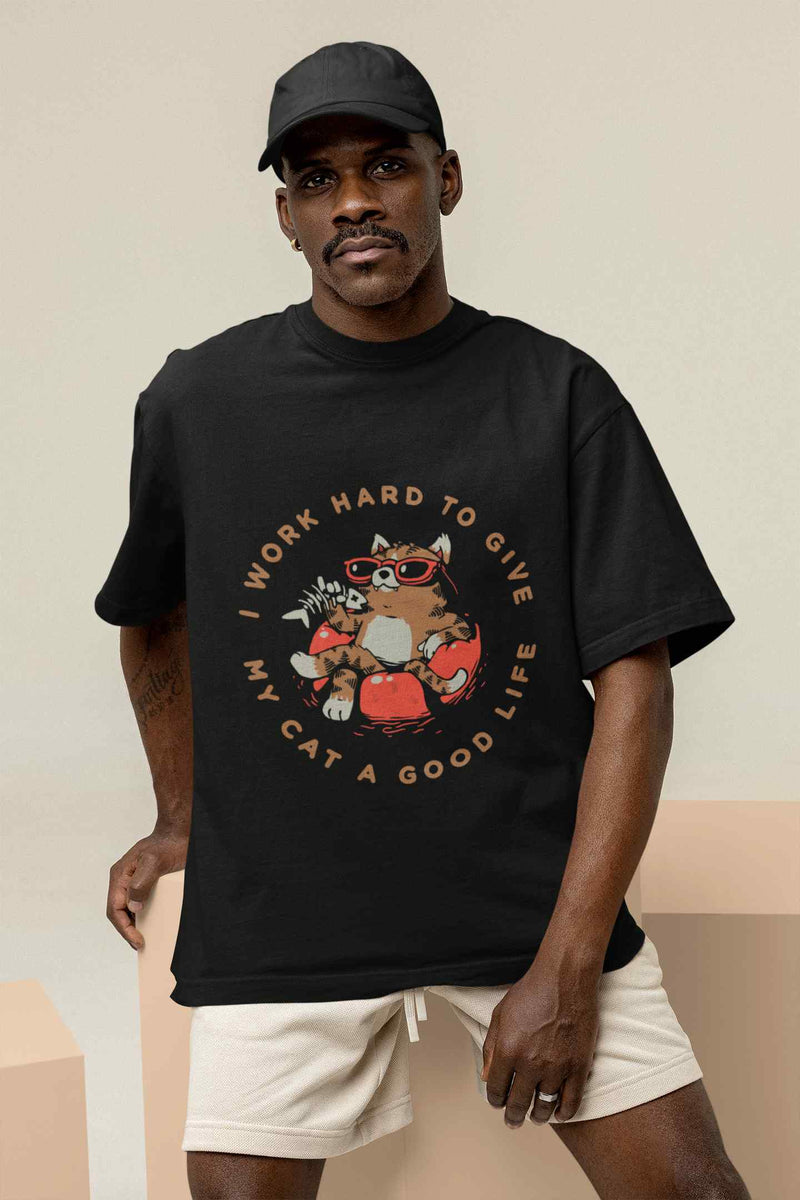 Paws-itive Efforts for Cat's Comfort Oversized Tee