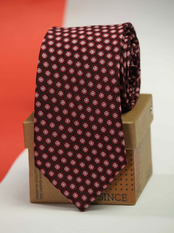 Maroon Floral Necktie 
