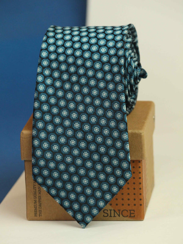 Blue Floral Woven Necktie