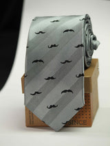 Grey Moustache Necktie  