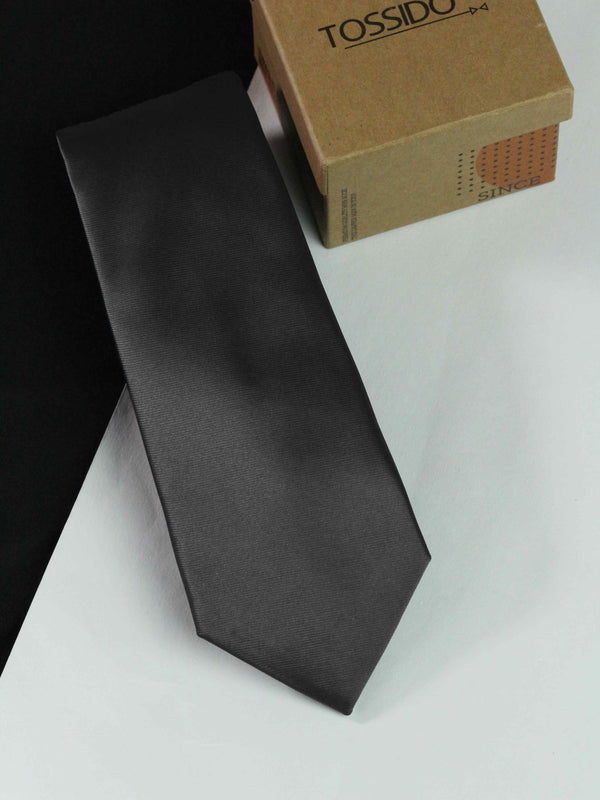Grey Solid Necktie