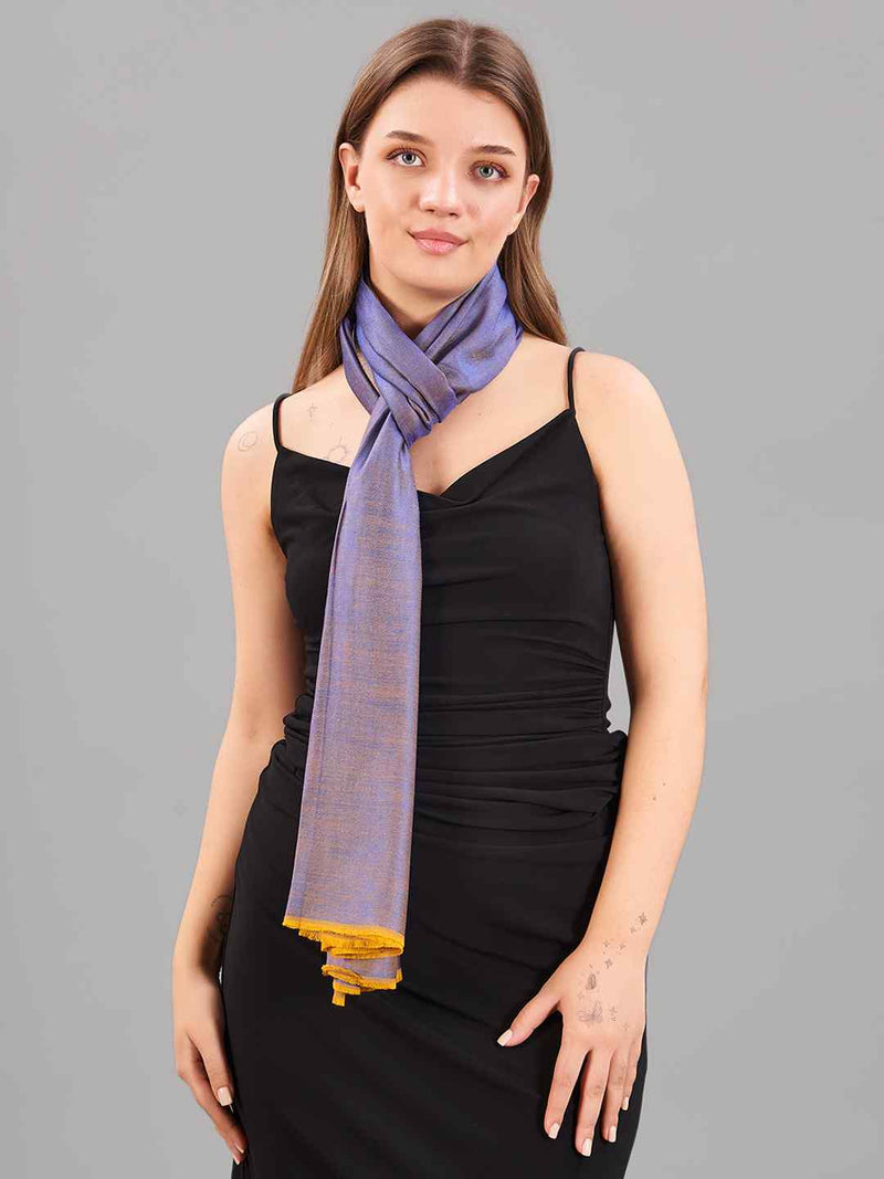 Purple and Mustard Reversible Kashmiri Stole