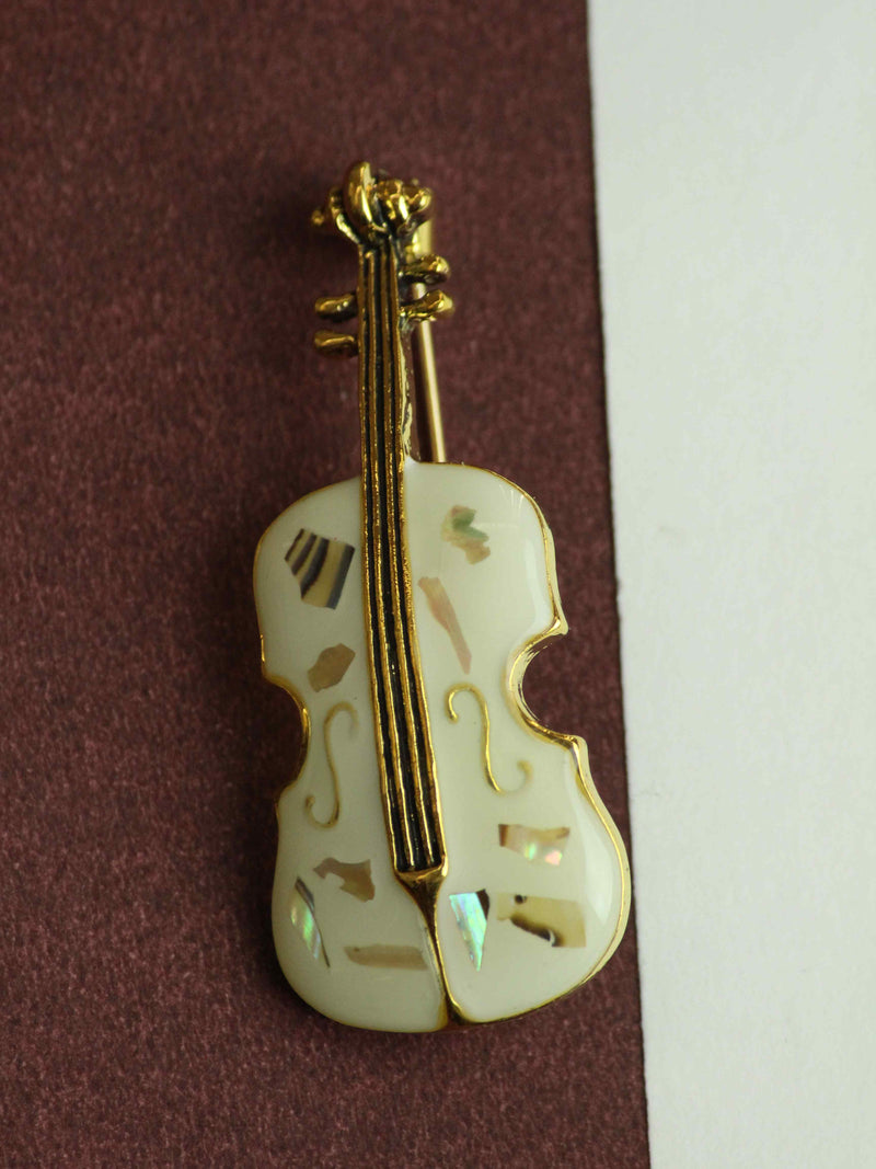 White Violin Brooch