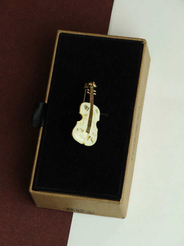 White Violin Brooch