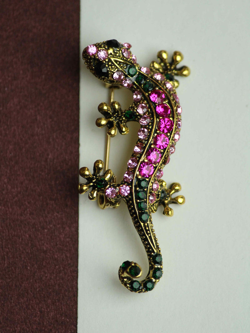 Multicolor Lizard Brooch