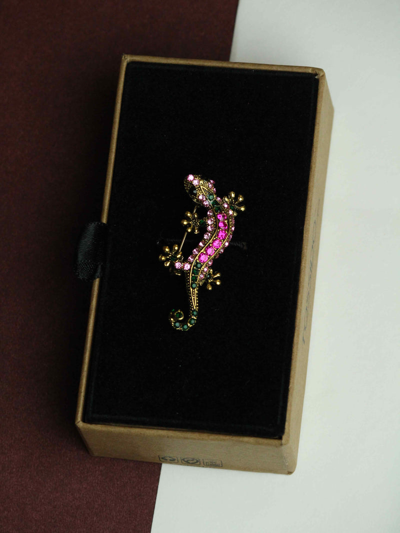 Multicolor Lizard Brooch