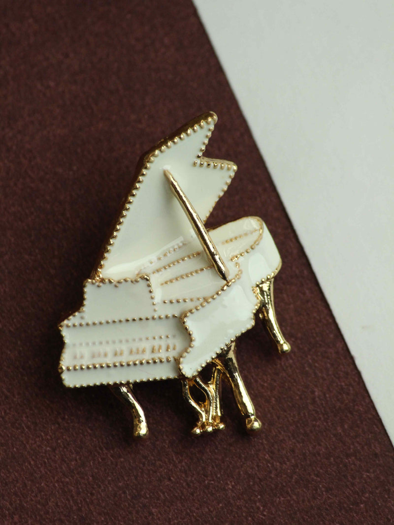 White Piano Brooch