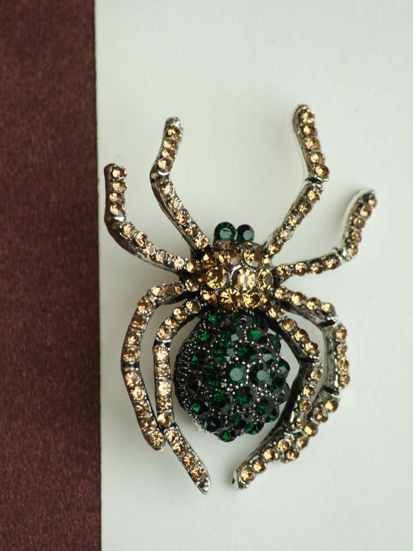 Gold & Green Spider Brooch