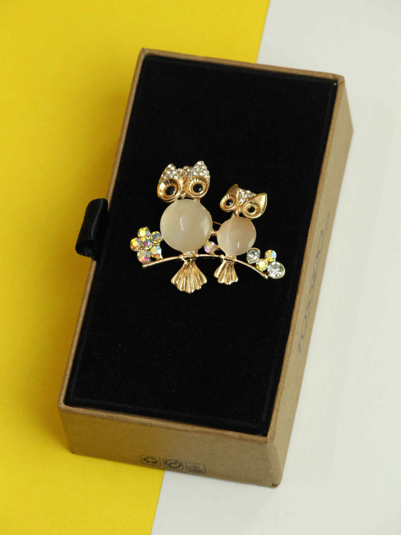 Golden Owl Brooch