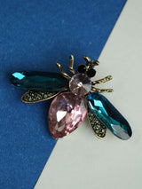 Blue & Pink Fly Brooch