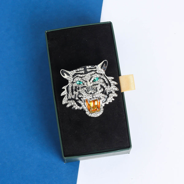 Silver Tiger Brooch