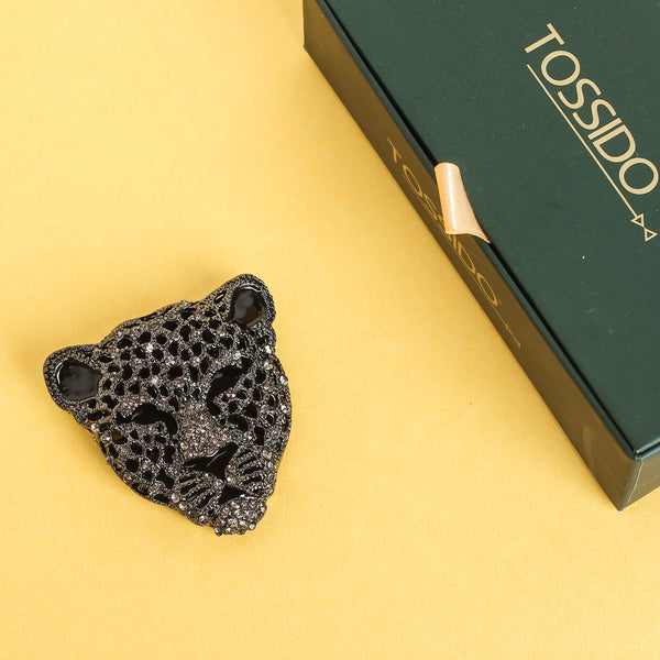 Grey Leopard Brooch