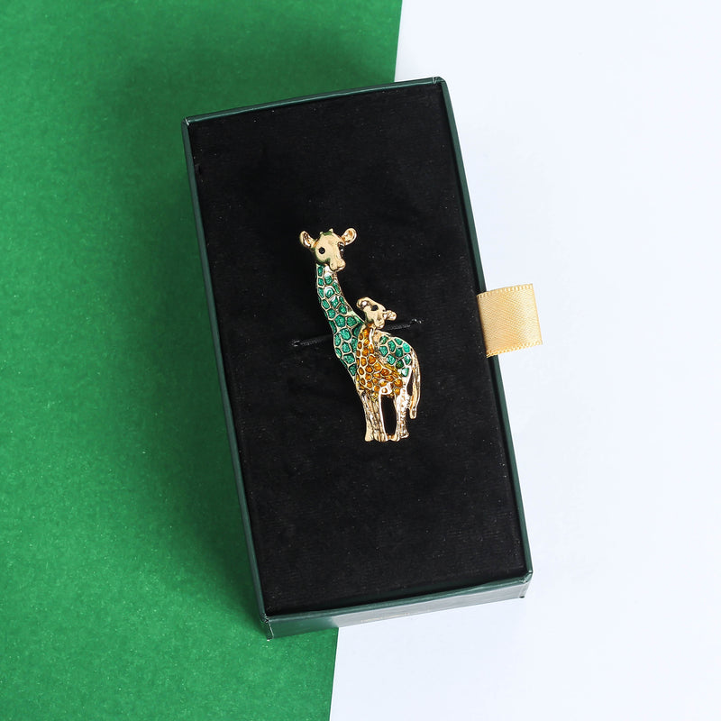 Green Giraffe Brooch