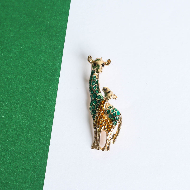 Green Giraffe Brooch