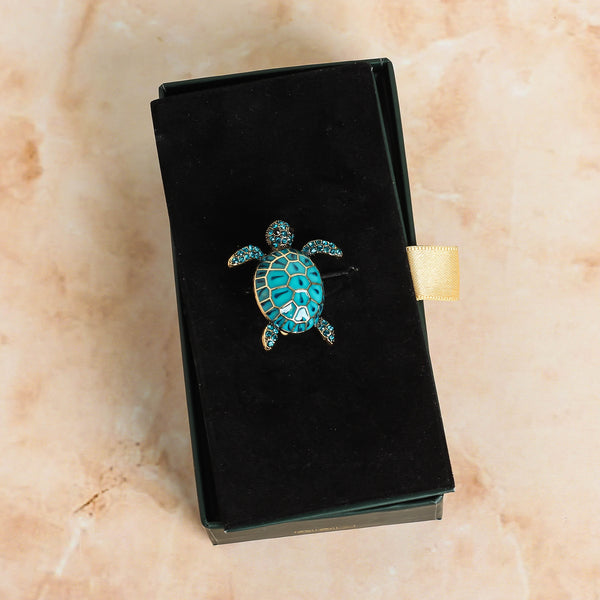 Turquoise Turtle Brooch