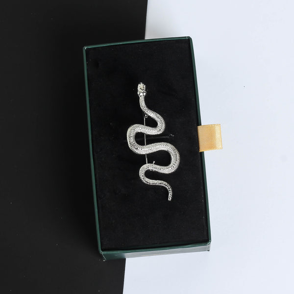 Silver Snake Brooch