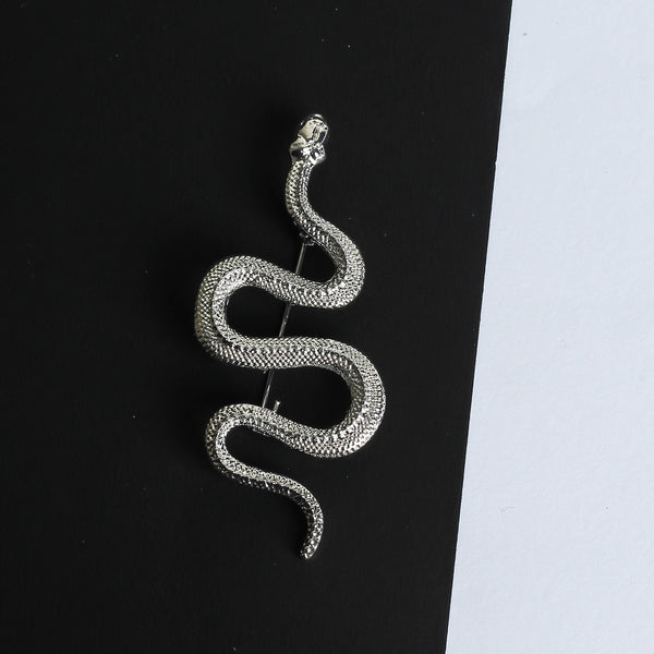 Silver Snake Brooch