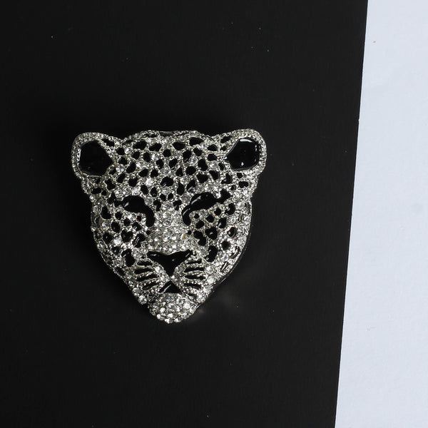 Silver Leopard Brooch