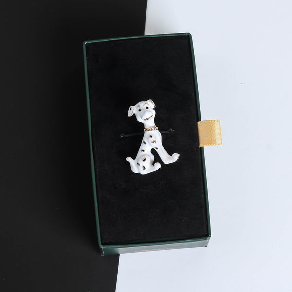 White Dalmatian Brooch