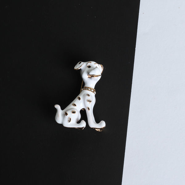 White Dalmatian Brooch