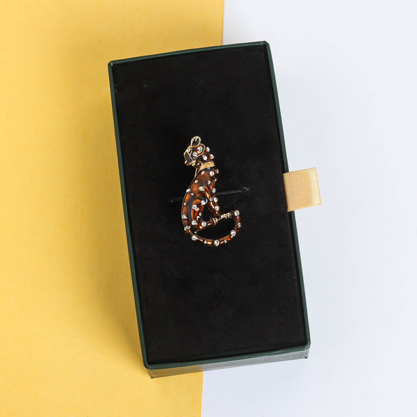 Brown Leopard Brooch