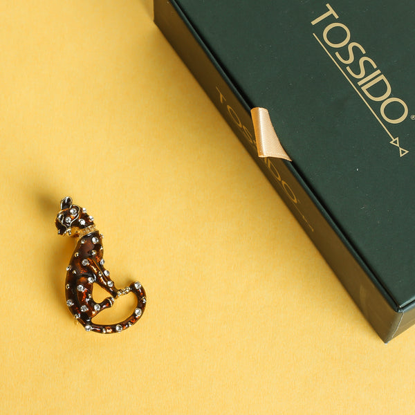 Brown Leopard Brooch