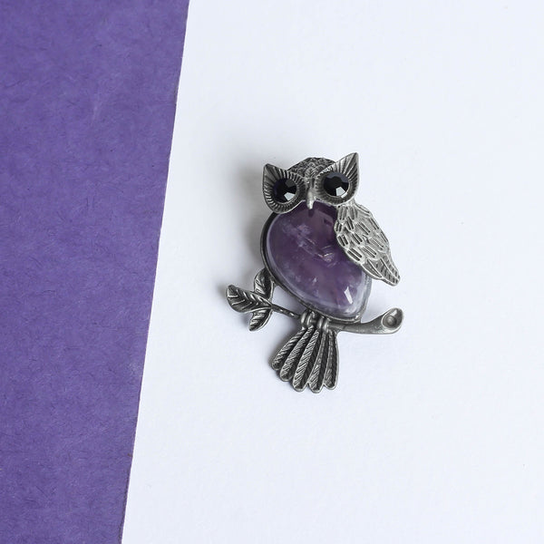 Purple Owl Brooch