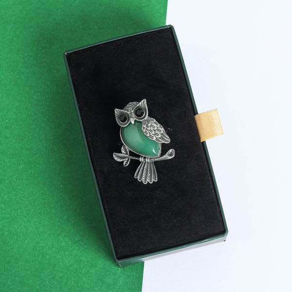 Green Owl Brooch