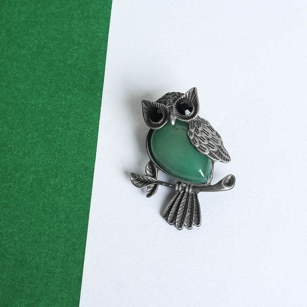 Green Owl Brooch