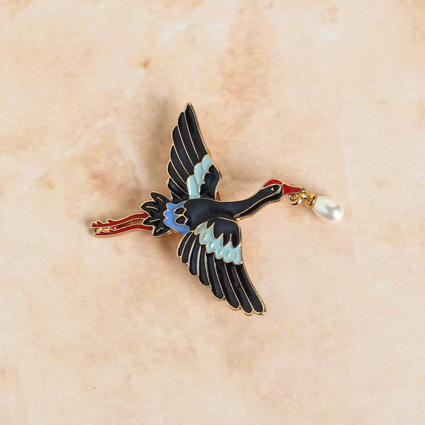 Blue Flamingo Brooch