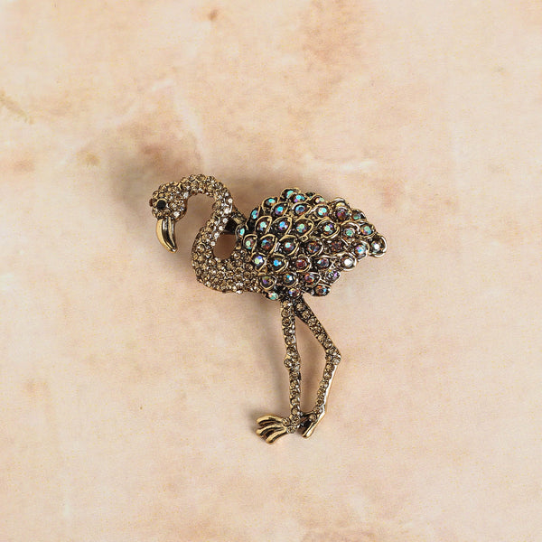 Golden Flamingo Brooch