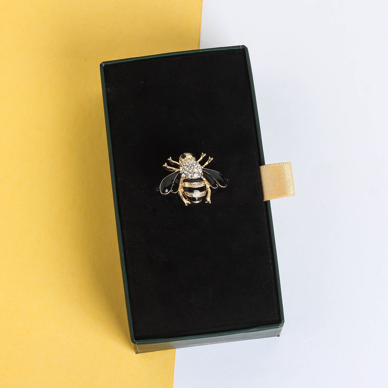 Gold & Black Bee Brooch