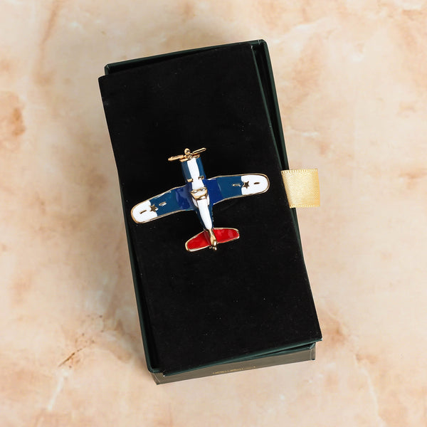 Blue Airplane Brooch