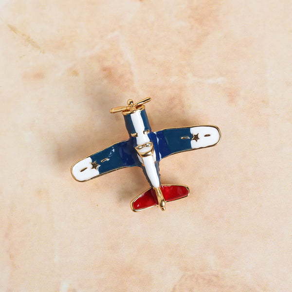 Blue Airplane Brooch