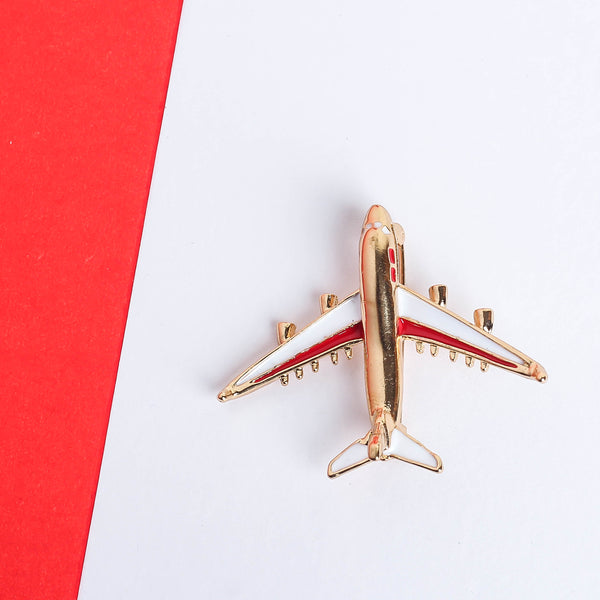 Golden Airplane Brooch