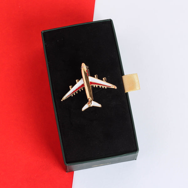 Golden Airplane Brooch