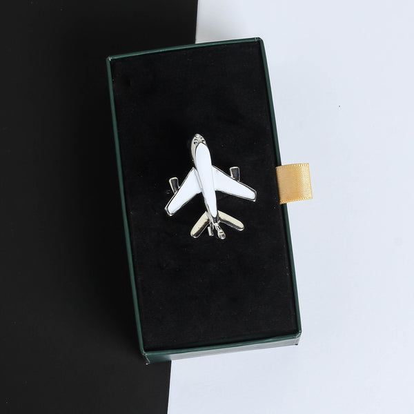 White Airplane Brooch