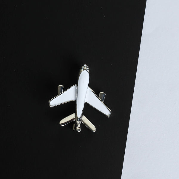 White Airplane Brooch