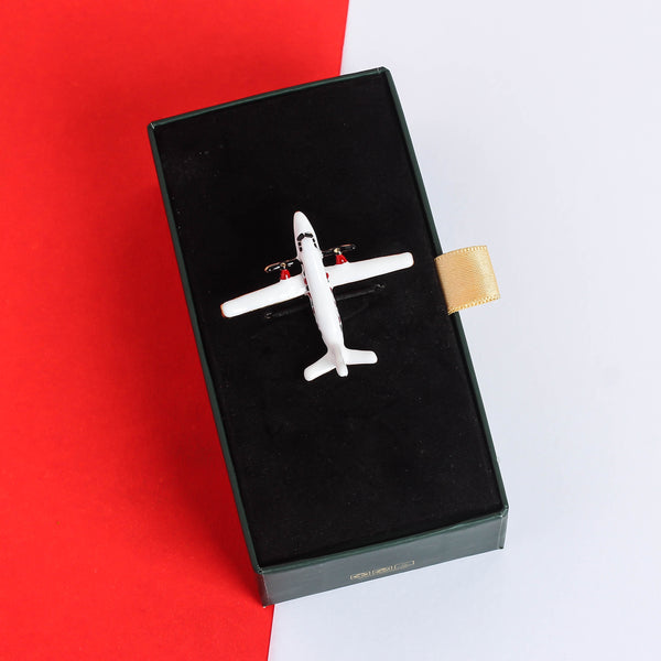 White Airplane Brooch