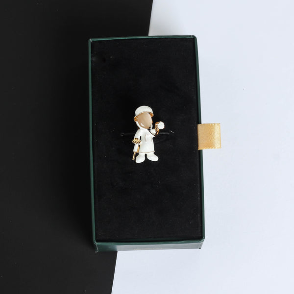 White Doctor Brooch