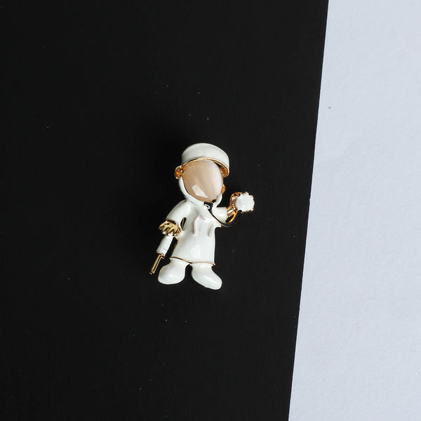 White Doctor Brooch